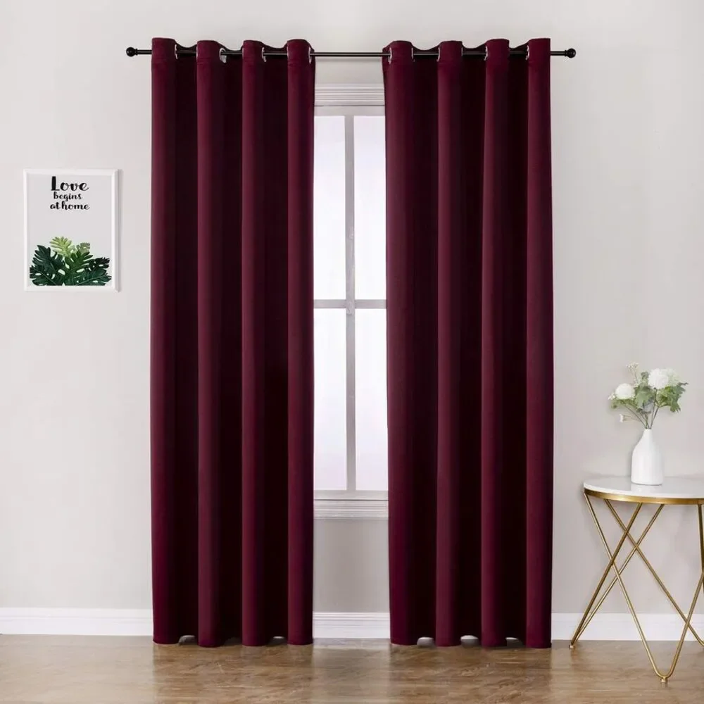 Burgundy Red Blackout Curtains Panels Set 52